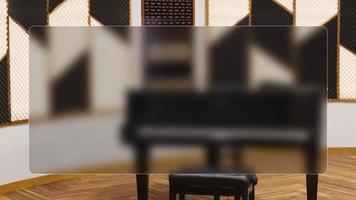 Photo of a classical piano with a batik oranamen recital room background