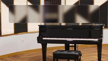 Photo of a classical piano with a batik oranamen recital room background