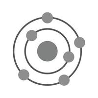 estructura atómica i icono plano en escala de grises vector