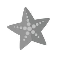 icono de estrella de mar plana en escala de grises vector