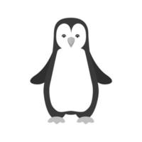 icono de pingüino plano en escala de grises vector