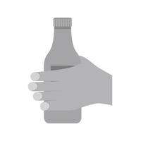 Holding Bottle Flat Greyscale Icon vector