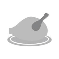 Roasted Turkey Flat Greyscale Icon vector