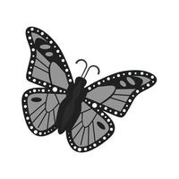 icono de mariposa plana en escala de grises vector