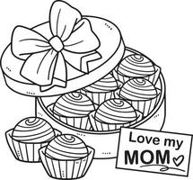 Mothers Day Box of Chocolates Isolated Coloring vector