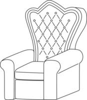 Mardi Gras Royal Arm Chair Isolated Coloring Page vector