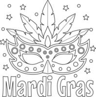 Mardi Gras Jester Mask Coloring Page for Kids vector