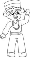 Mardi Gras Boy with Mask Isolated Coloring Page vector