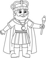 Mardi Gras Crown King Isolated Coloring Page vector