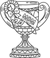 Mothers Day Mom Trophy Isolated Coloring Page vector