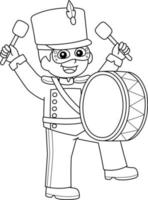 Mardi Gras Boy Playing Drums Isolated Coloring vector