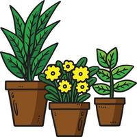 Earth Day Flower Pots Cartoon Colored Clipart vector