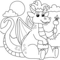 Mardi Gras Jester Dragon Coloring Page for Kids vector