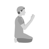 Praying Flat Greyscale Icon vector