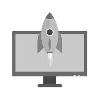 Ready to Launch Flat Greyscale Icon vector