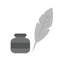 icono de escala de grises plana de pluma vector