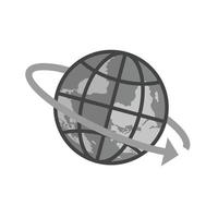 icono de escala de grises plana de entrega global vector