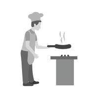 chef cocina icono plano en escala de grises vector