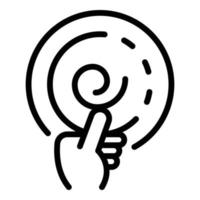 Pendulum in hand icon, outline style vector