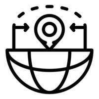 Point and half globe icon, outline style vector