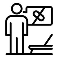 Man and crossed pill icon, outline style vector