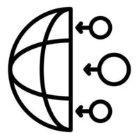 Three circles point half globe icon, outline style vector