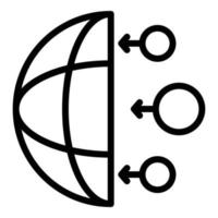 Three circles point half globe icon, outline style vector