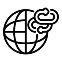 Two chain links and globe icon, outline style vector