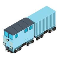 Container railcar icon, isometric style vector