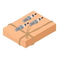 Spark plug icon, isometric style vector