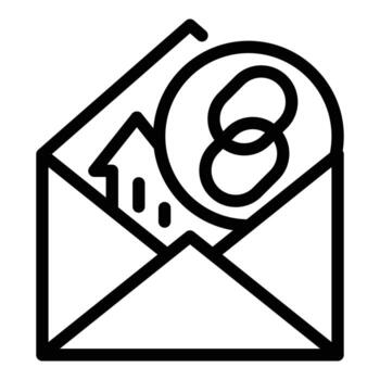 Hyperlink mark in the envelope icon, outline style vector