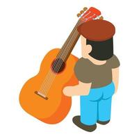 icono de guitarrista, estilo isométrico vector