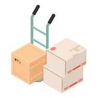 Hand truck icon, isometric style vector