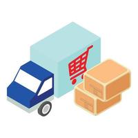 Online delivery icon, isometric style vector