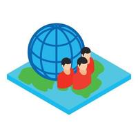 Global community icon, isometric style vector