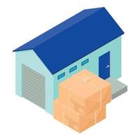 Warehouse building icon, isometric style vector