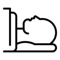 Man lying in tomograph icon, outline style vector