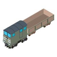 Cargo wagon icon, isometric style vector