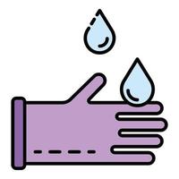 gotas de agua en el vector de contorno de color del icono de los guantes