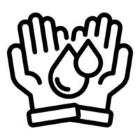 Drops in the hands icon, outline style vector