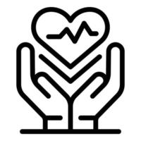 Heart in the hands icon, outline style vector