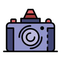Retro camera icon color outline vector