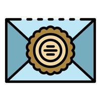 Envelope sealing wax icon color outline vector