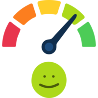 ilustración de medidor de escala de cara de emoción. indicador de estado de ánimo, encuesta de satisfacción del cliente, concepto de retroalimentación png