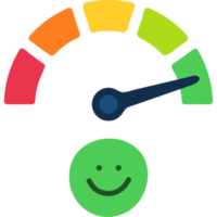 ilustración de medidor de escala de cara de emoción. indicador de estado de ánimo, encuesta de satisfacción del cliente, concepto de retroalimentación png