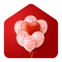 Hem kärlek valentine dag illustration med hjärta ballong png