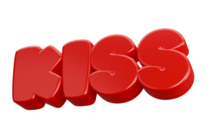 kiss 3d render text phrase inscription png