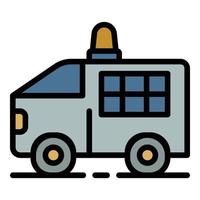 Police truck icon color outline vector