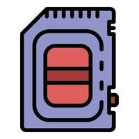 Sd card icon color outline vector