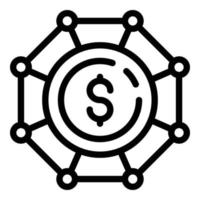 Target dollar in a circle icon, outline style vector